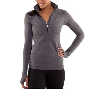 Lululemon Half Zip Pullover Swiftly Tech Charcoal Grey Black Henley Long Sleeve
